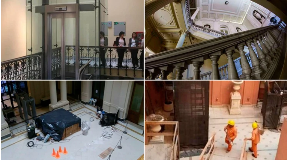 escalera casa rosada