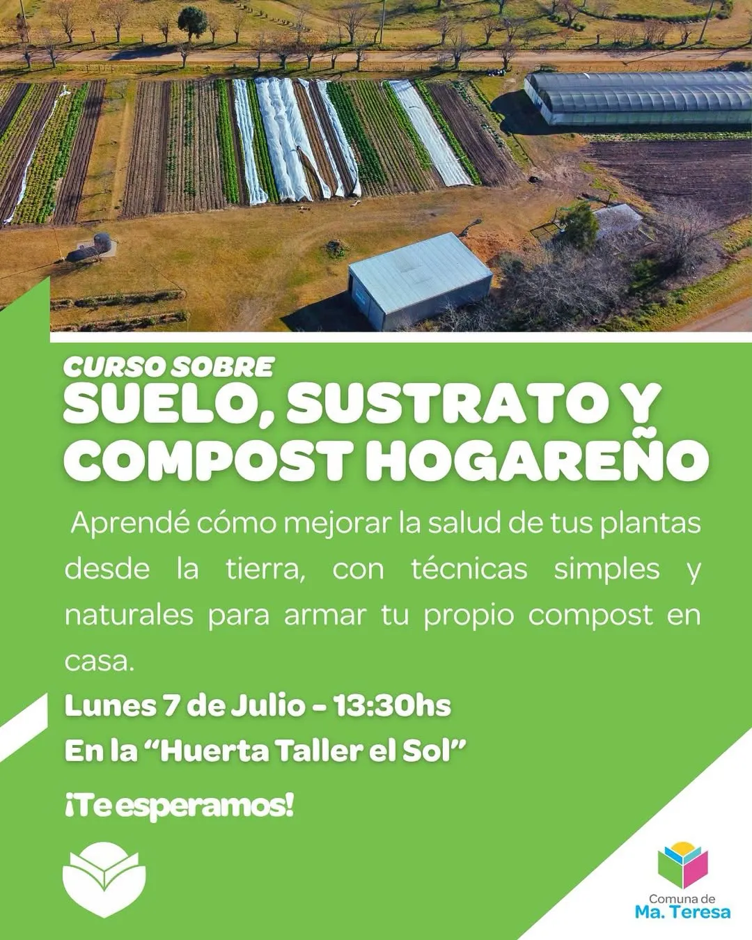 🌱 Curso sobre suelo y compost hogareño¿Querés que tu huerta crezca fuerte y saludableSumate a este encuentro donde vamos a hablar sobre el suelo, los sustratos y cómo hacer compost en casa 🌾♻️📍 Huerta Talle